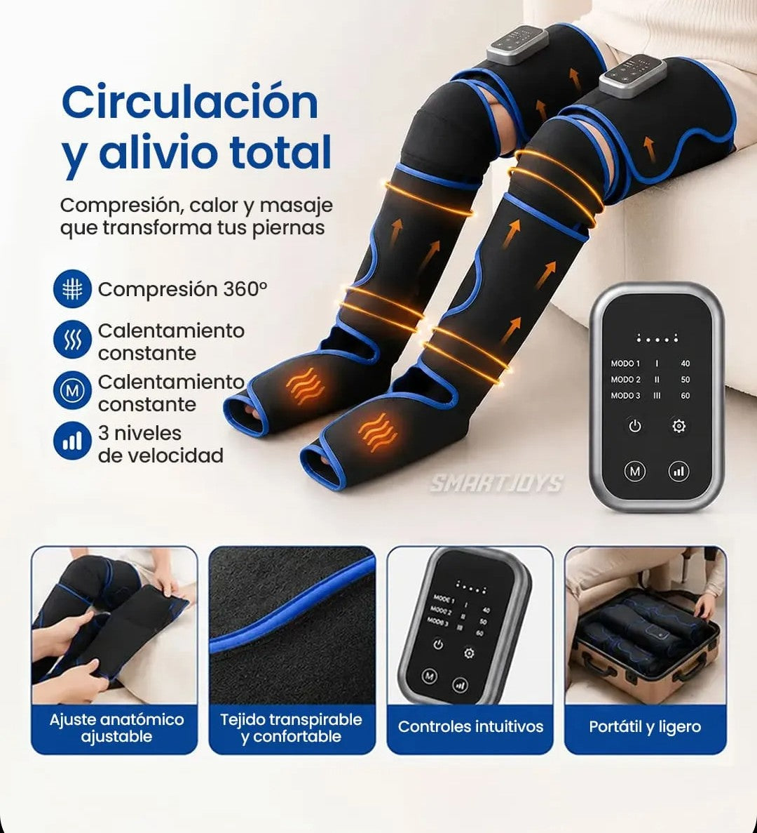 Masajeador de Piernas – Alivio Completo para Circulación y Dolor